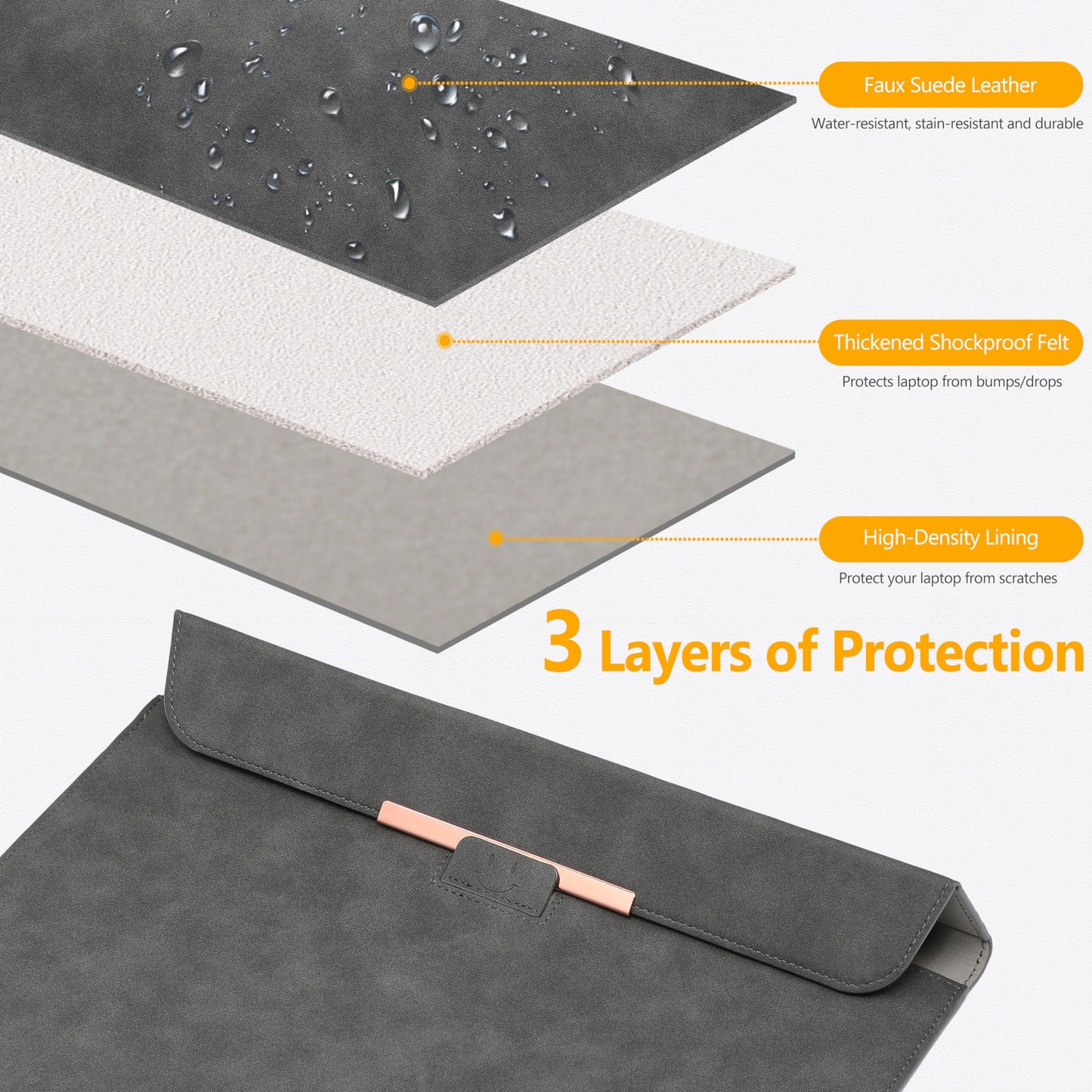 HYZUO 13.3-14 Inch Laptop Sleeve Case with Stand for MacBook Pro 14 M4/M3/M2/M1 2025-2021, MacBook Air/Pro 13.3, 13.8/13.5 Surface Laptop, HP Spectre X360 13/14, Space Grey(Smiley)