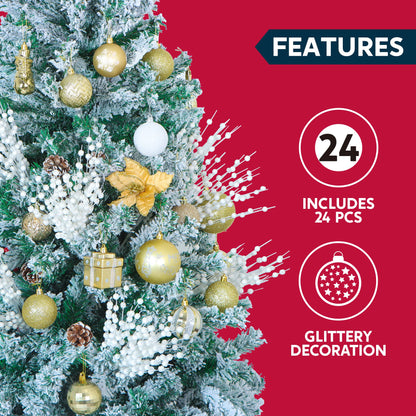 Joiedomi 24 Pcs Christmas Tree Berry Stem (White), Decorative Bead Sticks, Glittery Twigs, Picks, Branches for Christmas Tree, Small Vase, Holiday, Wedding, Party (17 Inches, White)