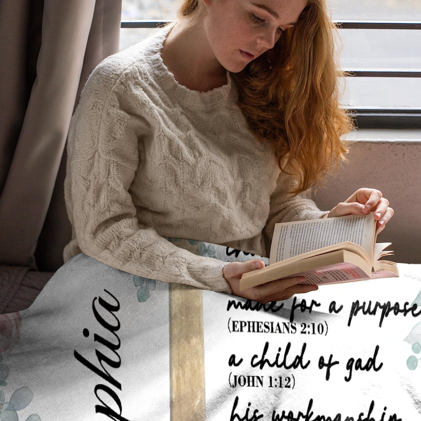 AMITAYUS Custom Bible Verse Blanket with Name - Personalized Christian Gifts for Women Customized Religious Sympathy Inspirational Spiritual Throw Gift for Family Friends 50"x40"