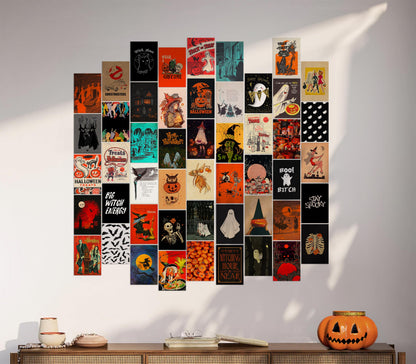 Waschbär Halloween Wall Collage Kit Aesthetic Pictures - Halloween Room Decor, Poster for Teen Girls, Witchy Room Decor, Witchy Decorations for Bedroom, 50pcs