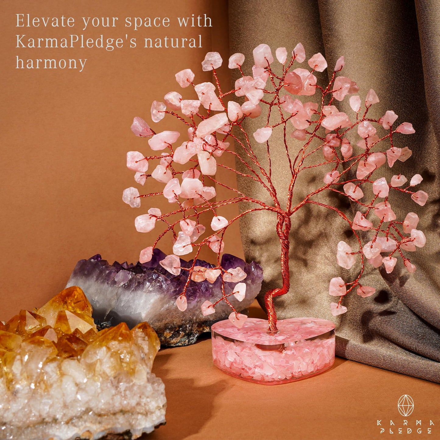 Rose Quartz Crystal Tree of Life Birthday Gifts for Women, Girls Friends, Handmade Chakra Healing Crystals Tree for Home Office Decor, Positivity, Good Luck, Money, Unique Gifts for Her Mom, Sister