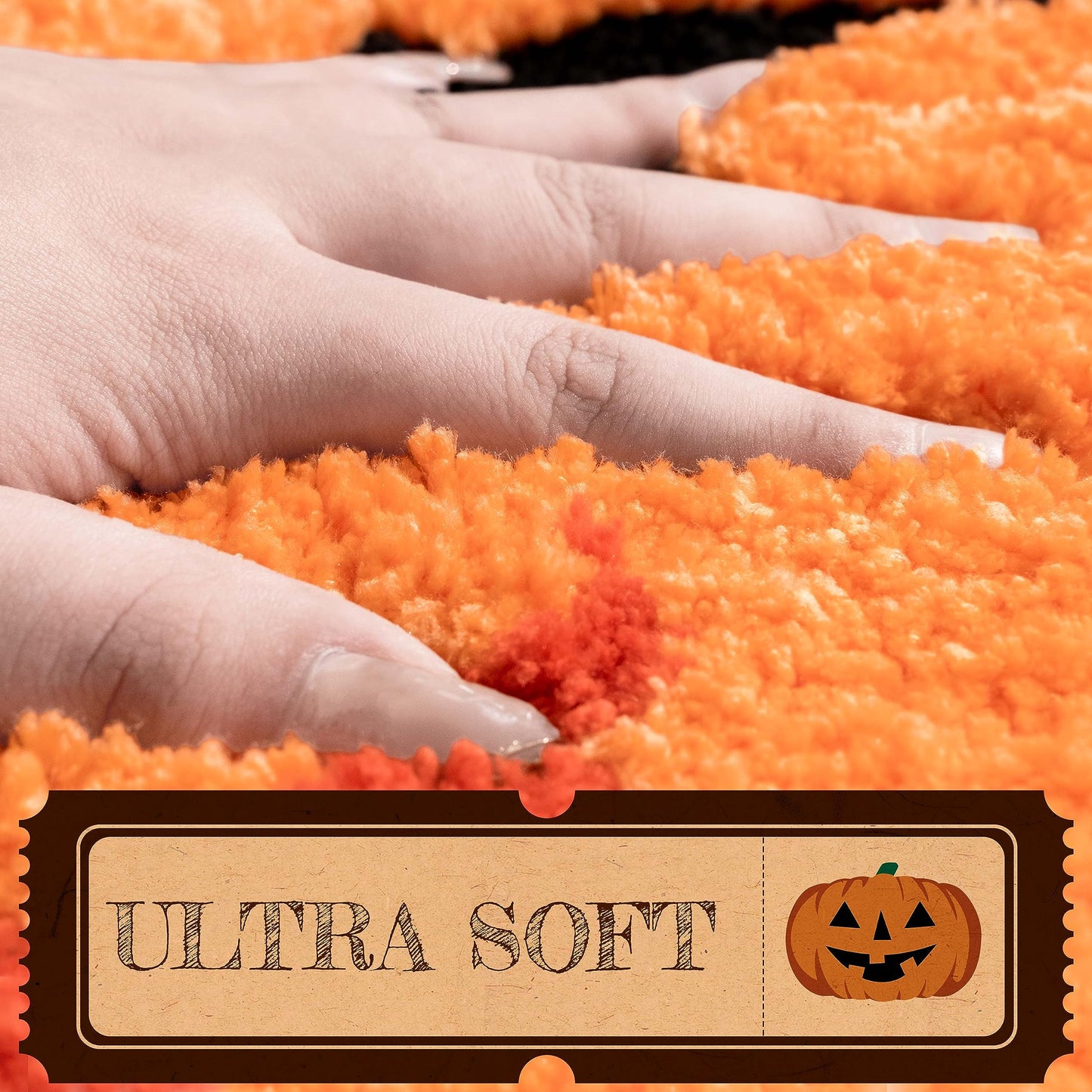 UNIBATH Halloween Pumpkin Bathroom Rugs, Non Slip Washable Absorbent Bath Mat, Autumn Funny Cute Microfiber Bathroom Rug for Shower Tub
