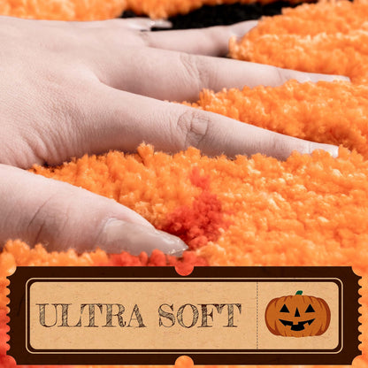 UNIBATH Halloween Pumpkin Bathroom Rugs, Non Slip Washable Absorbent Bath Mat, Autumn Funny Cute Microfiber Bathroom Rug for Shower Tub