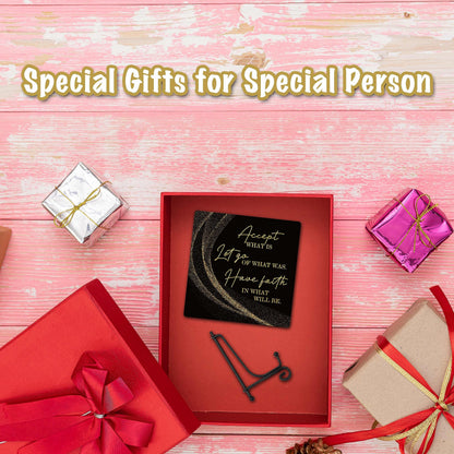 Inspirational Quotes Wood Plaque with Stand - Idea Gifts for Women Men - Black Gold Wooden Decor for Home Office Living Room Shelf Table Decoration (10)