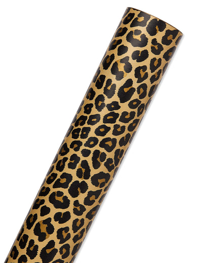 American Greetings Reversible Wrapping Paper Jumbo Roll, Leopard and Gold (1 Roll, 175 sq. ft.)