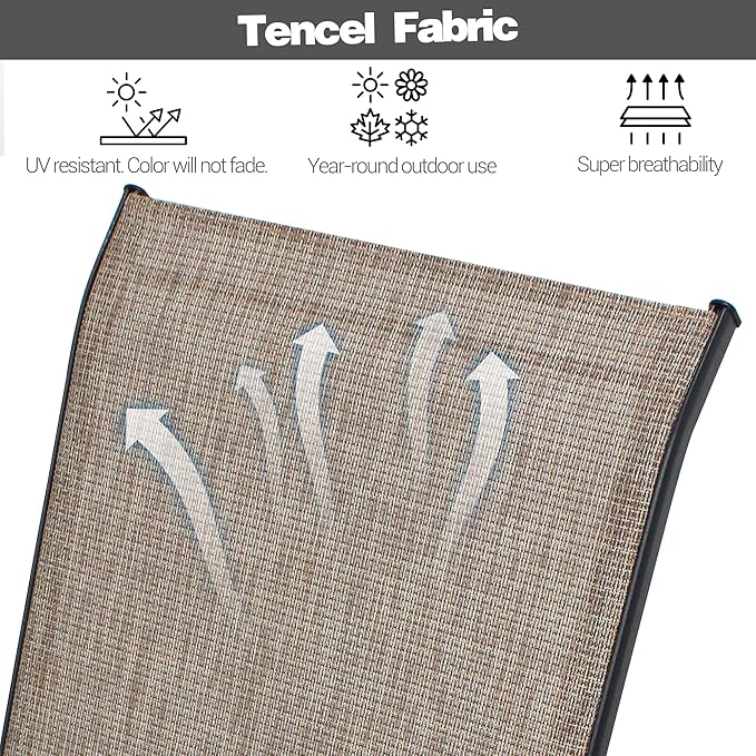Patio Chairs Set of 4, Stackable Outdoor Dining Chairs for All Weather Textilene Fabric & Metal Frame, Outdoor Chairs Set for Backyard Deck Garden (Brown, Set of 4)