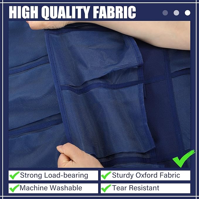 Windyun 40 Large Over the Door Hanging Shoe Organizer Navy Blue Mesh Pockets