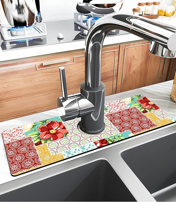 Kitchen Sink Splash Guard Faucet Mat Super Absorbent Fast Drying Mat Sink