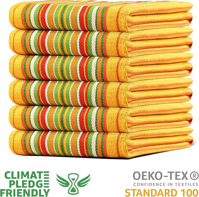Urban Villa Kitchen Towels Waffle Stripes Dish Towels