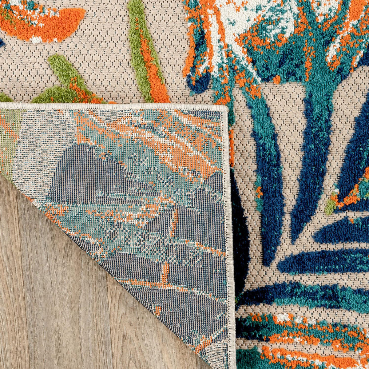Rugshop Tropical Floral Leaves Indoor/Outdoor Area Rug Durable Polypropylene, Non-Shedding, Easy to Clean, Perfect for Patio, Backyard, Deck and Outdoor Lounge, High Traffic Areas, 5' x 7'