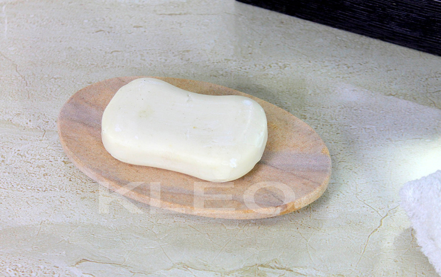Stonkraft Natural Water Absorbent & Rigged Soap Dish Soap Holder Made of Natural Stone - Unique Bath Bathroom Accessories (Oval)
