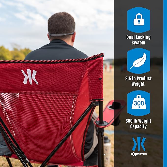 Kijaro Dual Lock Portable Camping Chairs - Versatile Folding Chair, Sports Chair, Outdoor Chair & Lawn Chair - Dual Lock Feature Red Rock Canyon