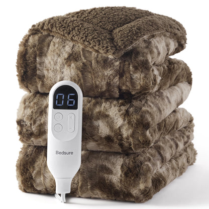Bedsure Electric Blanket King Size - Dual Control Heated Blanket King Size, Fast Heating with 10 Time Settings & 10 Heat Settings, Warm Gift for Grandma (100x90 inches, Grey)