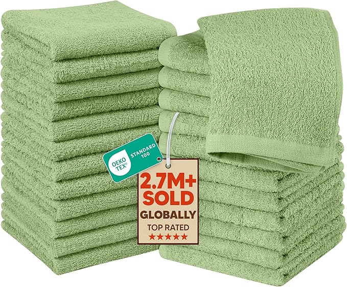 Utopia Towels 24 Pack Cotton Washcloths Set, 100% Ring Spun Cotton, Highly