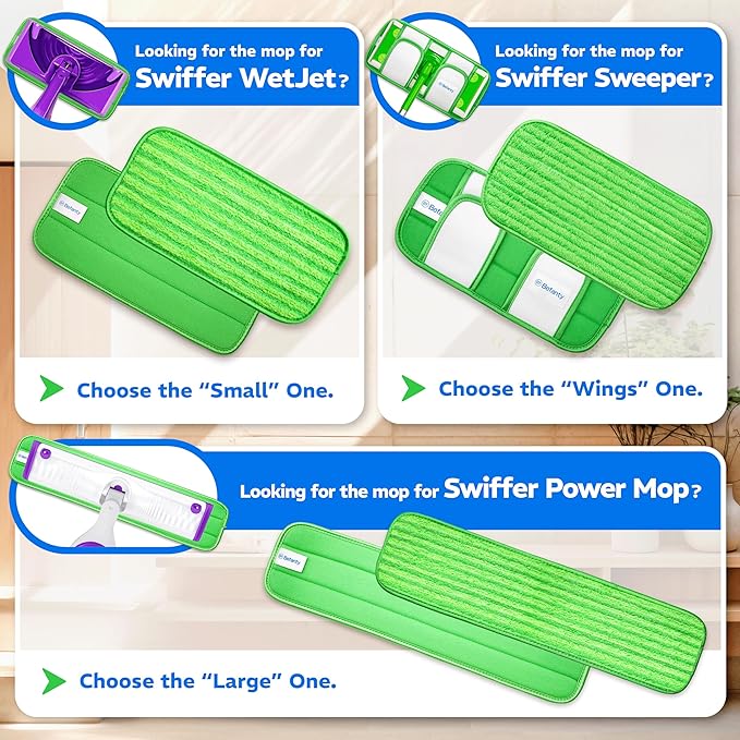 4 Pack Reusable Microfiber Mop Pads, Compatible