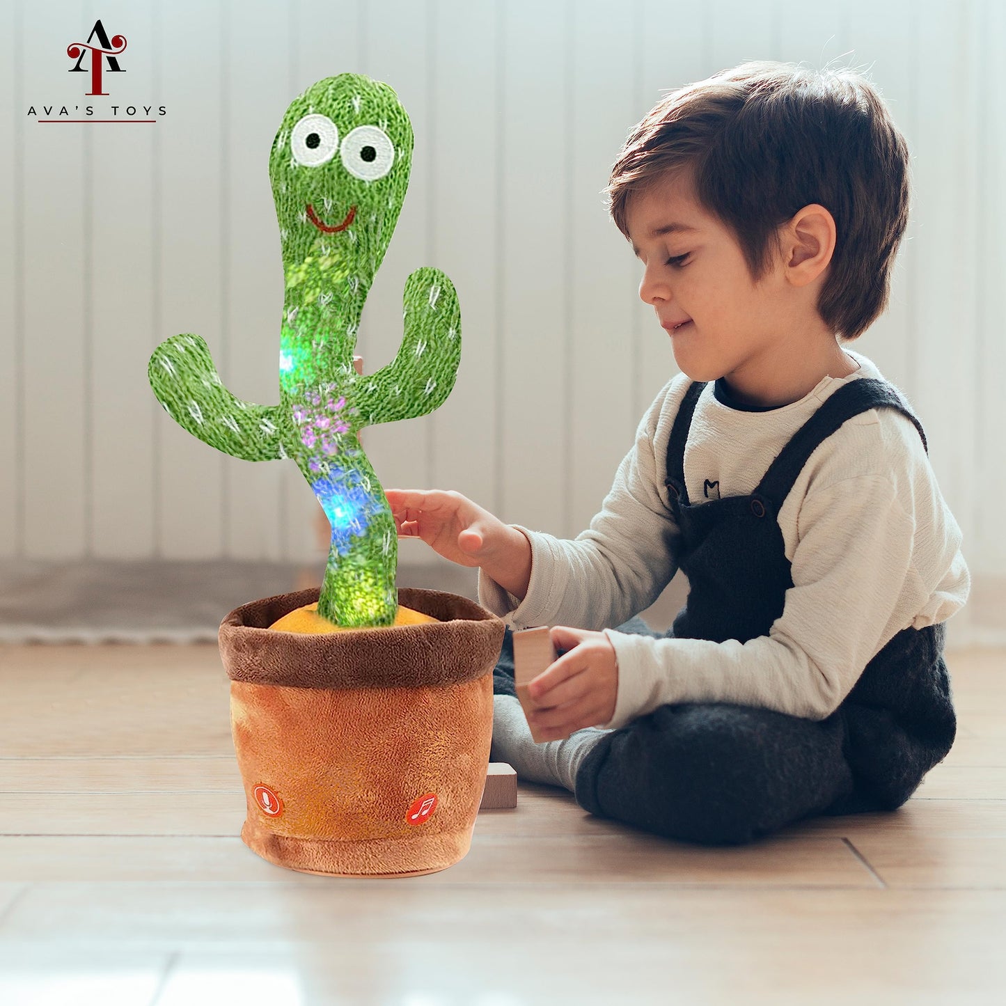 Ava's Toys Talking Cactus Toy with Voice Recording, Repeating, Nursery Songs- Dancing Cactus Sensory Toys for 1 Year Old – Soft Plush Toddler Toy for Boys and Girls – Fun and Interactive Features