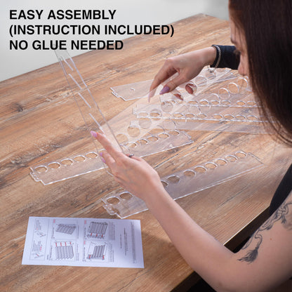 Plydolex Acrylic Paint Organizer - 60 Paint Bottle Holes Compatible with Citadel Bottles - for Wall Mounting and for Desk Use - Suitable for DnD, Warhammer 40K, Pathfinder and Other Miniatures