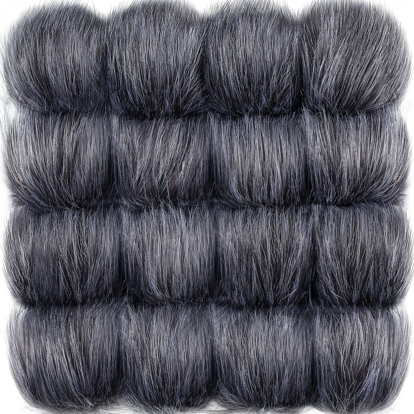Tatuo 16 Pieces Faux Fur Pom Ball DIY for Hats Shoes Scarves Bag Pompoms Keychain Charms Knitting Hat Accessories(Dark Gray)