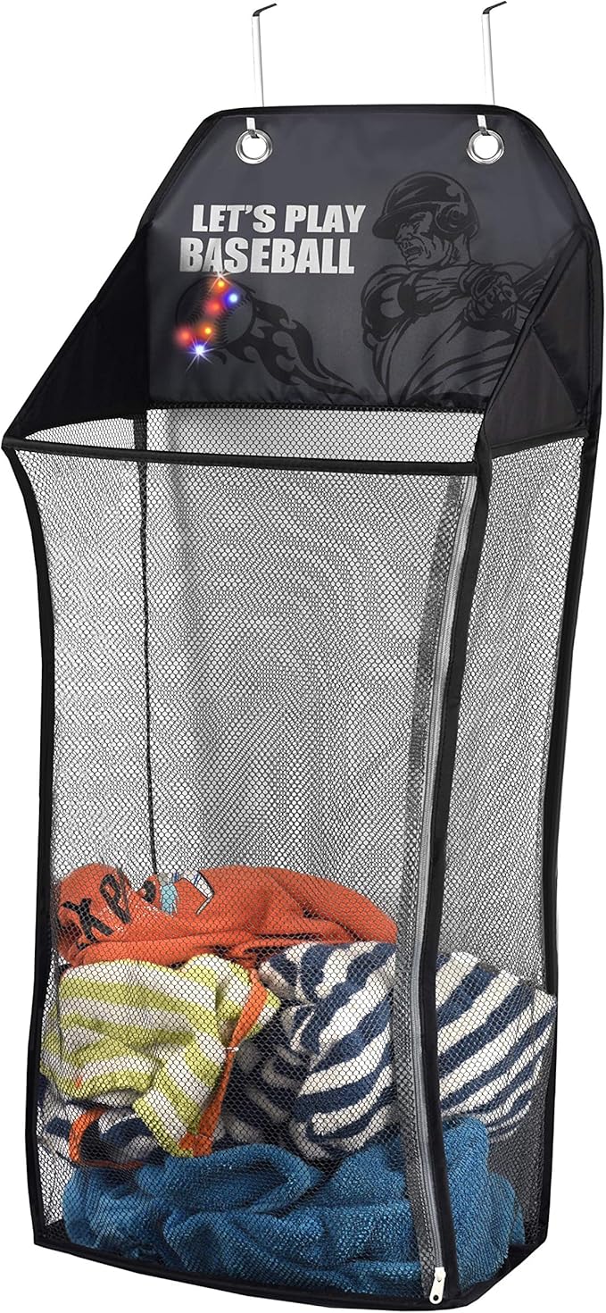Store & Score Over The Door Hanging Kids Fun LED Baseball Light-Up Collapsible
