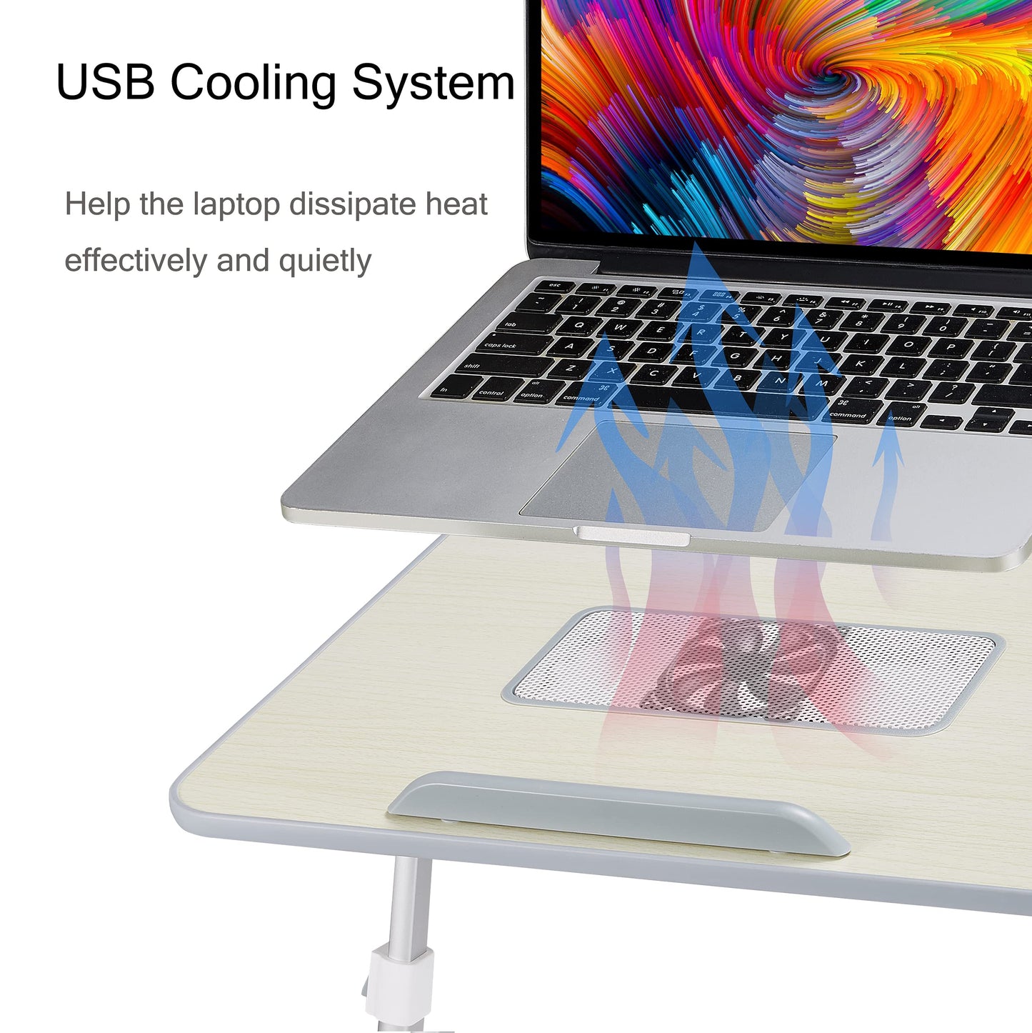 Lap Desk for Laptop, 8AMTECH Ajustable Lap-top Table with Cooling Fan Office Desk for Laptop, Working, Reading, Writing, Drawing and Eating in Bed Sofa Floor Couch