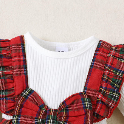 Toddler Baby 12-18 Months Girl Clothes Fall Winter Outfits Long Sleeve Romper Ruffle Red Jumpsuit Bodysuit Plaid Overalls 1 Year Old Girl Clothes