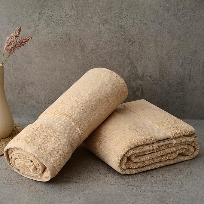 Fabdreams 100% Organic Cotton Bath Sheet Set of 2 700 GSM Oversized Towels