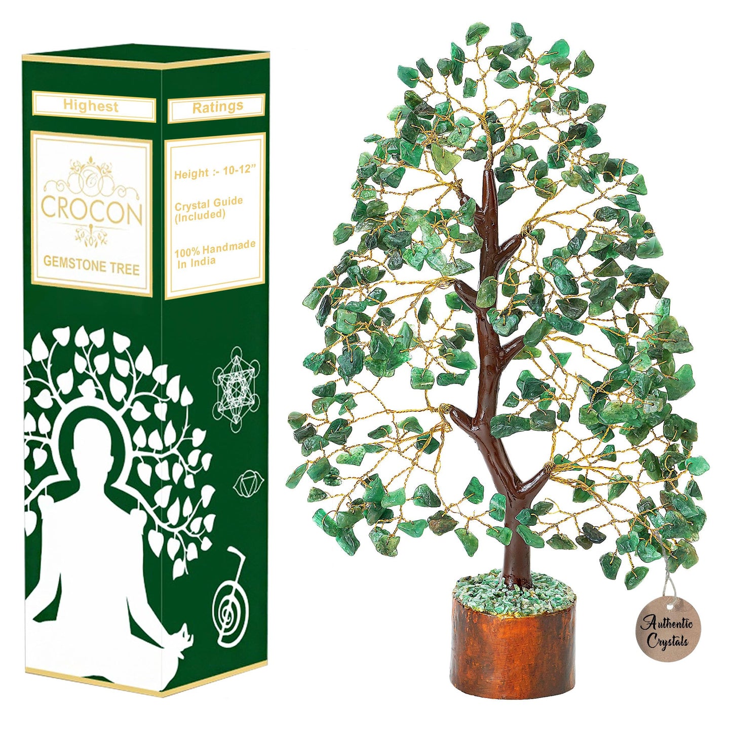 Crocon® Green Aventurine Crystal Tree, Birthday Gifts for Women & Men, Home Decor Healing Crystals Present, Spiritual Gift Room Decor, House Warming Gift Home, Self Care Mom Birthday Gift for Women