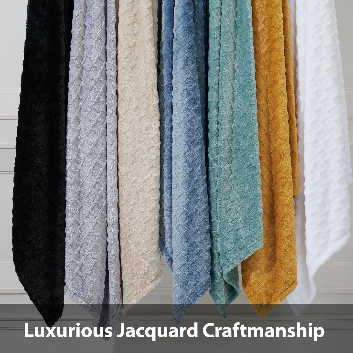 CBCHome Velvet Plush Jacquard Tile Throw Blanket for Couch - Buttery Soft, Cozy Throw, for Women (Aqua, 50" x 60")