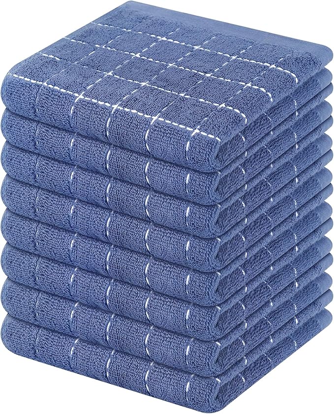 Mordimy 100% Cotton Terry Cloth Dish Cloths, Soft and Absorbent Checkered Dish