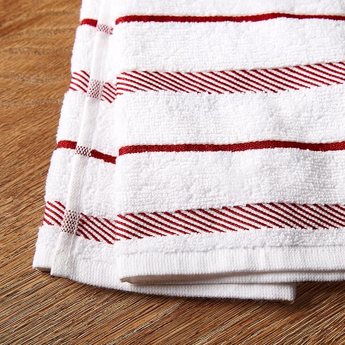 KitchenAid Albany Kitchen Towel 4-Pack Set, Passion Red/White