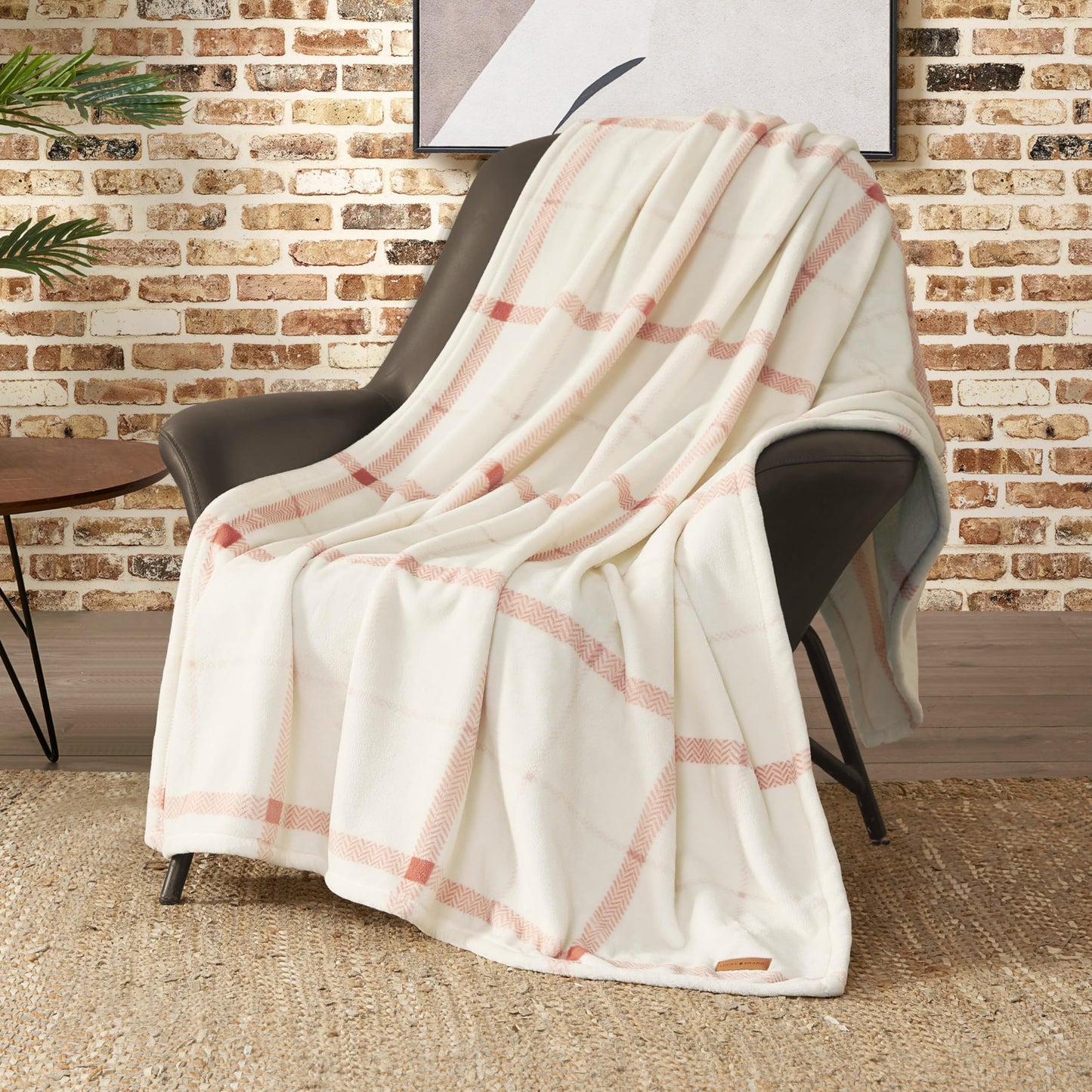 Lucky Brand Palmdale White with Red Plaid 50"x70" Cozy Plush Blanket - Premium Microfiber Throw for Luxurious Comfort