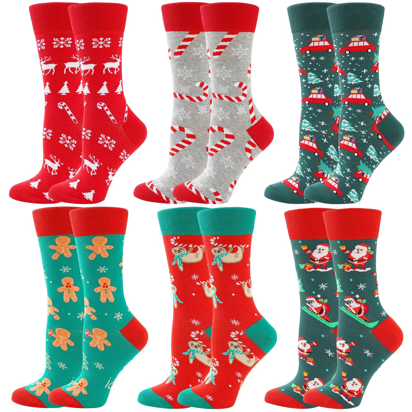 BONANGEL Christmas Socks Women, Funny Novelty Cute Xmas Holiday Crew Socks, Crazy Christmas Gifts for Women Girls