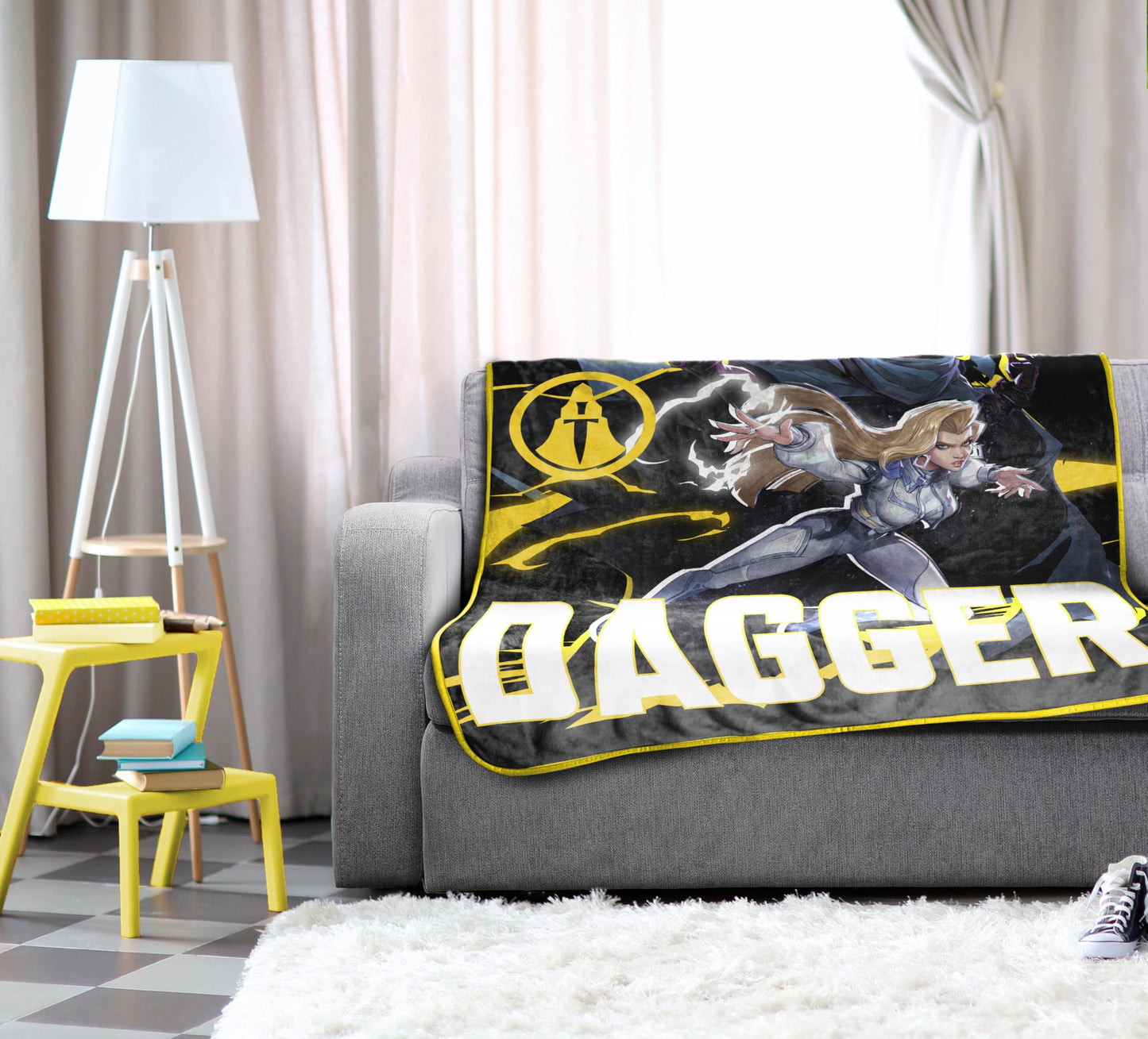 Jay Franco Kids Plush Throw Blanket – Soft & Cozy Fleece Throw for Bedroom & Couch Décor, Official Licensed Product, Multi - Marvel Rivals Clock & Dagger, 46x60 - Throw Blanket