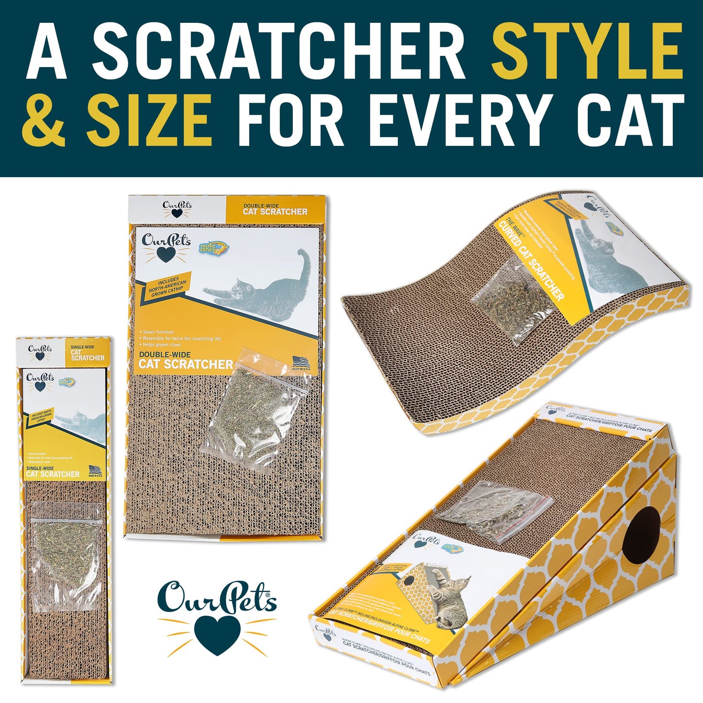 Our Pets Wave & Far-N-Wide Cat Scratcher Multipack - 2 Pack