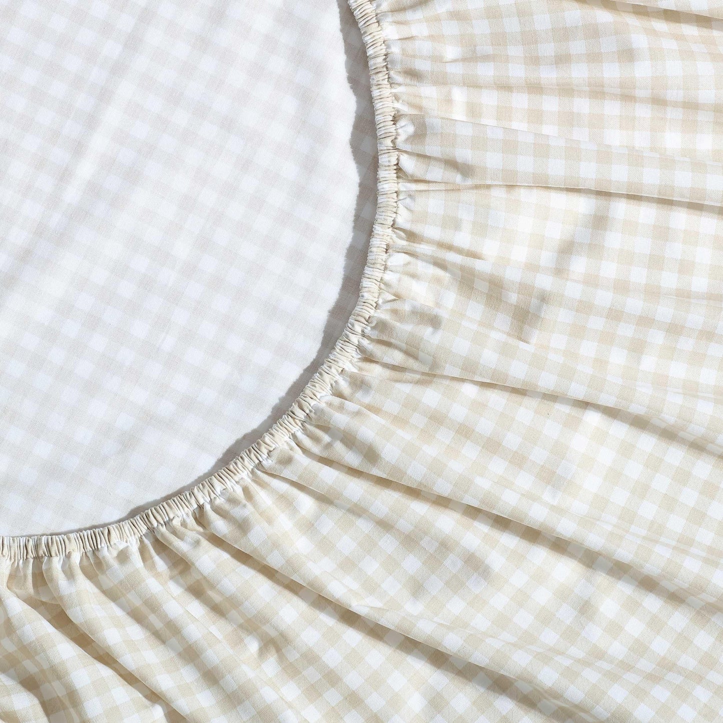 Eddie Bauer - Twin Size Sheet Set, 100% Cotton Percale Bedding, Crisp & Breathable Bed Sheets, Fully Elastic Fitted Sheet with Pillowcase (Little Gingham Beige)