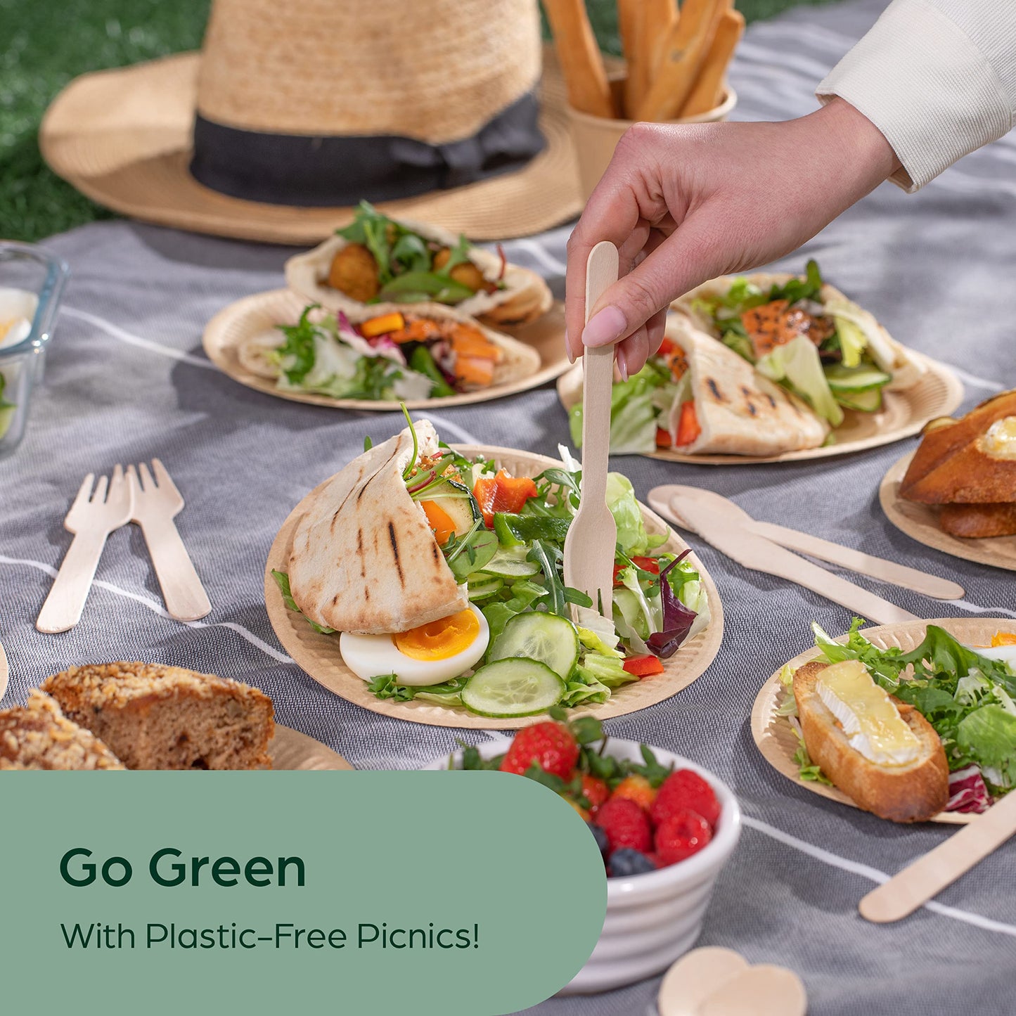 PURPLECLAY Wooden Disposable Utensils Set, 300 Pieces | Wrapped Utensils and Napkins, 100 Sets | Compostable Silverware for Parties | Eco Friendly, Plastic-Free Alternative to Bamboo Cutlery