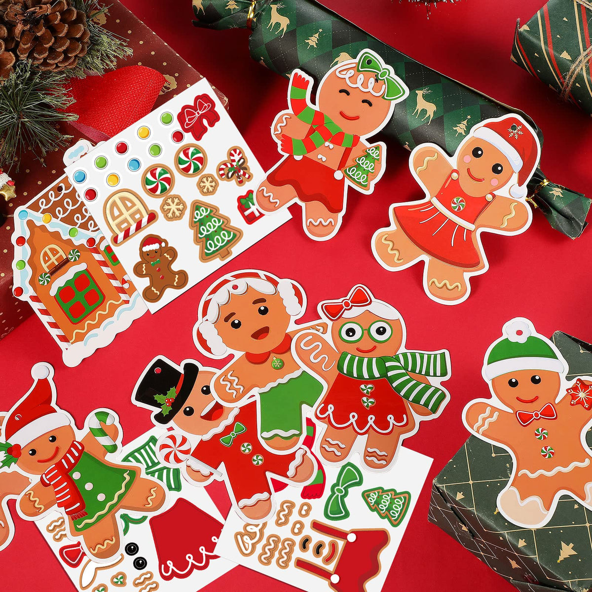 55 Pcs Christmas Crafts Kits for Kids DIY Gingerbread Ornaments Kit Make Your Own Gingerbread Man Arts and Crafts Projects for Kids Ages 3 4 5 6 8 10