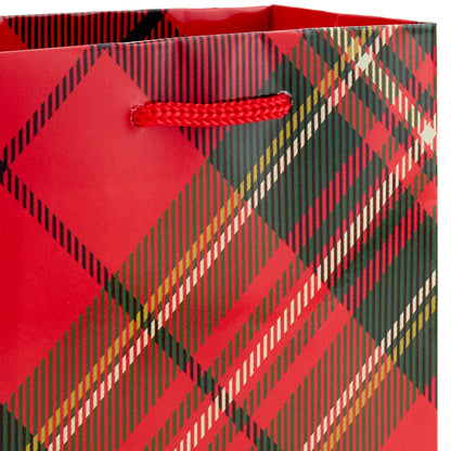 Hallmark Image Arts 5" Small Christmas Gift Bag Bundle (10 Bags: Santa, Plaid, Stripes, Penguin) for Kids, Coworkers, Gift Cards, Party Favors