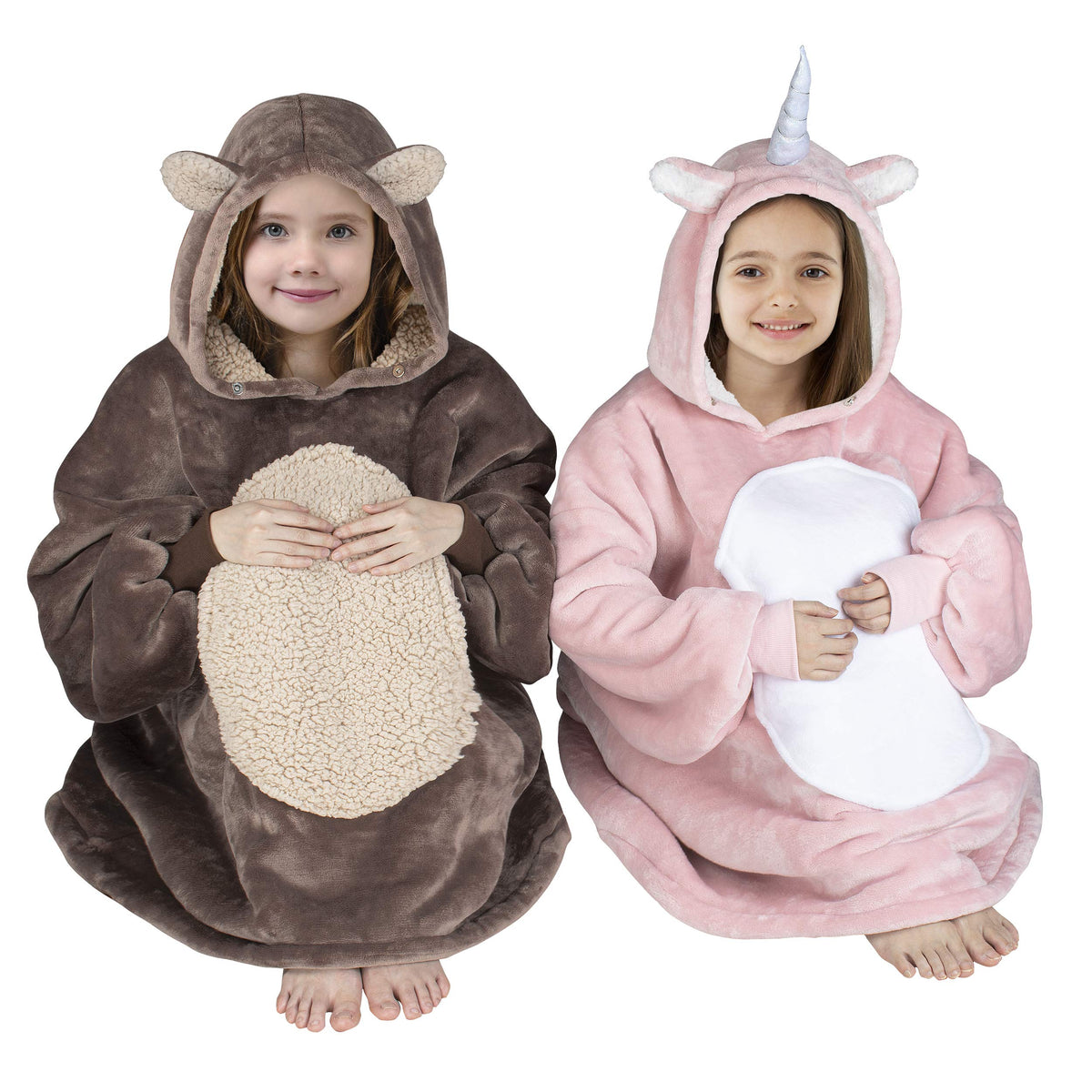 Catalonia Unicorn Wearable Hoodie Blanket Sweatshirt, Oversized Comfortable Hooded Pullover Jacket for 7-16 yr Teens Youth Kids, Gift Idea