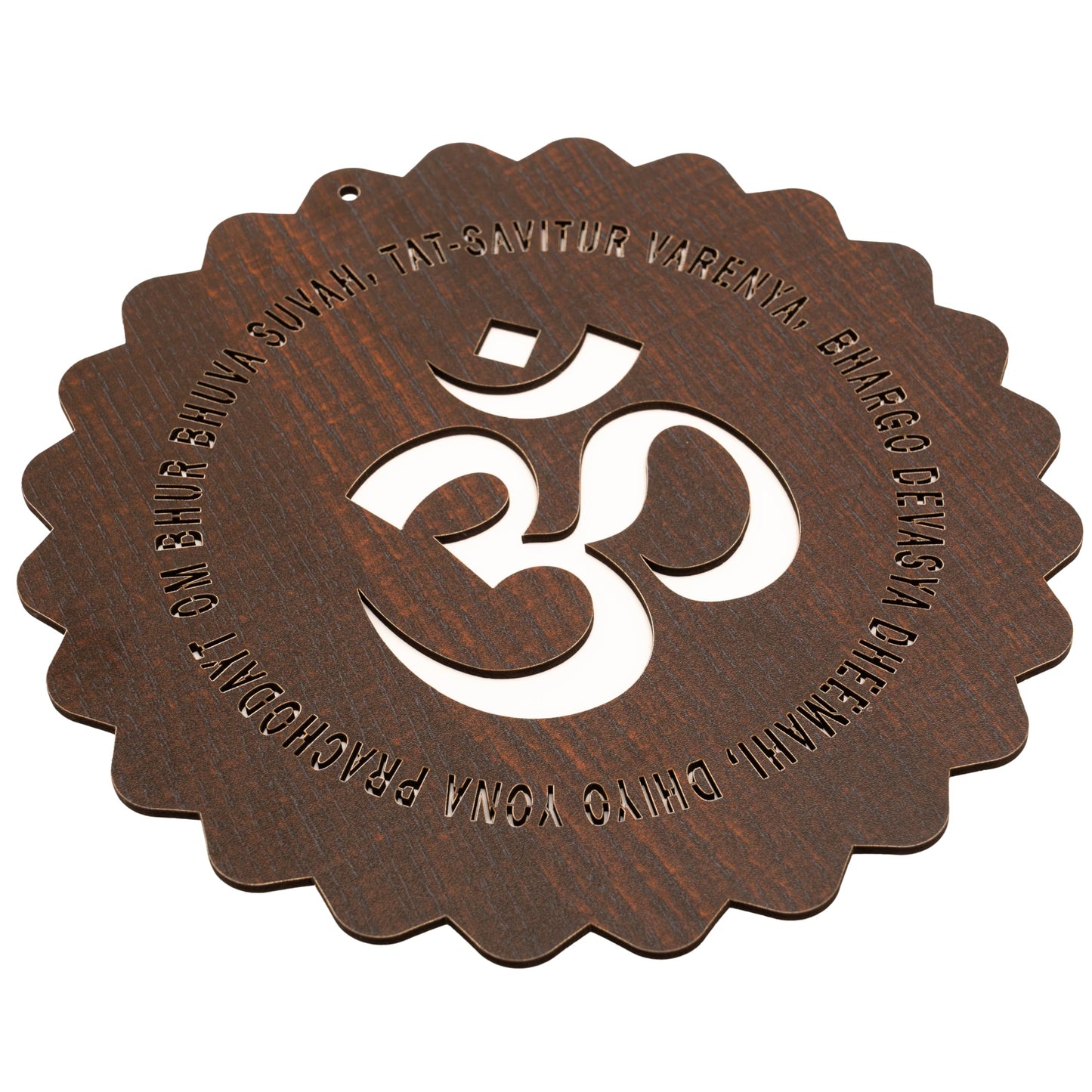 Tarini Gallery Om Wooden Design Handcrafted Sculpture Wall Hanging Decorative Showpiece for Home Office Temple Yoga Meditation Décor and Gifting (Dark Brown Om)