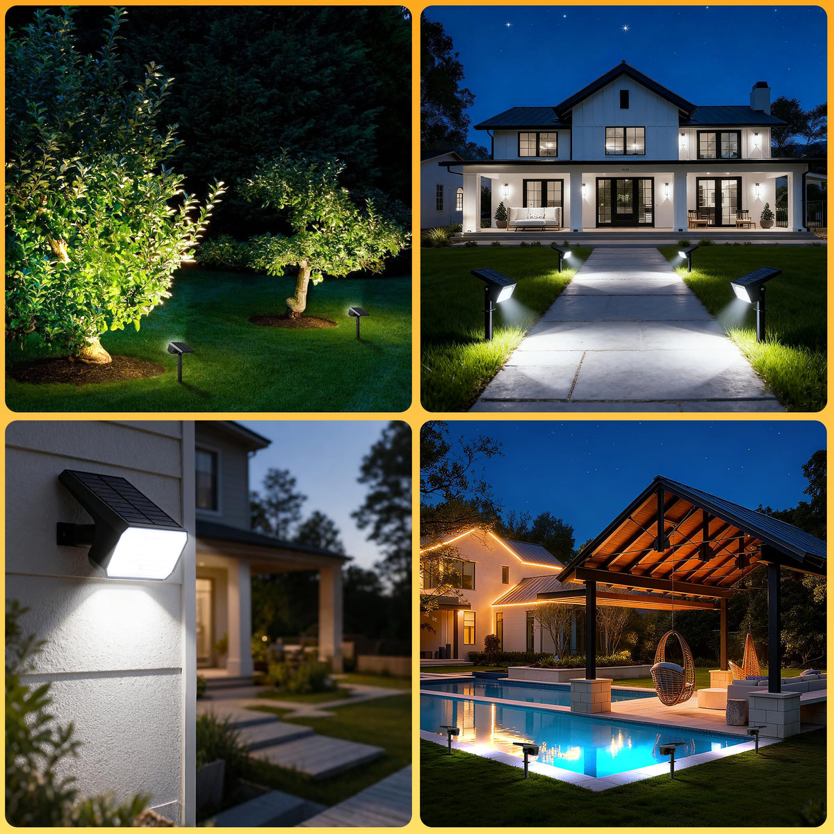 Flaow Solar Spot Lights Outdoor, [10 pack/118 LED] 4 Modes Auto On/Off Solar Landscape Spotlights, Ip67 Waterproof Solor Powered Pathway Lights for Outside Yard Garden Walkway Tree Patio (Cool White)