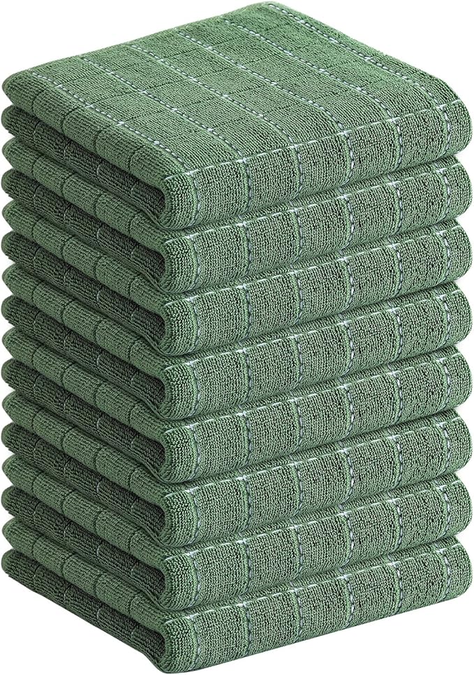 Homaxy 100% Cotton Terry Kitchen Towels, Checkered Designed, Soft and Super