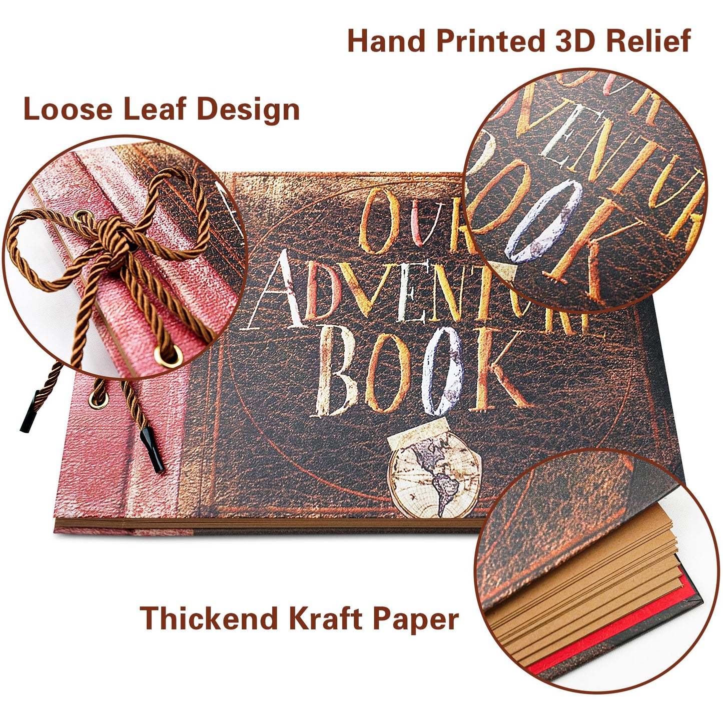 Vienrose Our Adventure Book Scrapbooks Album Up Movie Scrap Photo Book Embossed Words with Luxury DIY Kit for Couples＆Men Boyfriend