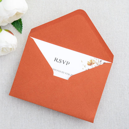 PONATIA 50 Pack A1 Envelopes, 3.62 x 5.2'' Burnt Orange Envelopes Perfect for Weddings Cards, RSVP Cards, Response Cards, Baby Showers, Thank You Notes, Photos and any 3.5x5" inserts