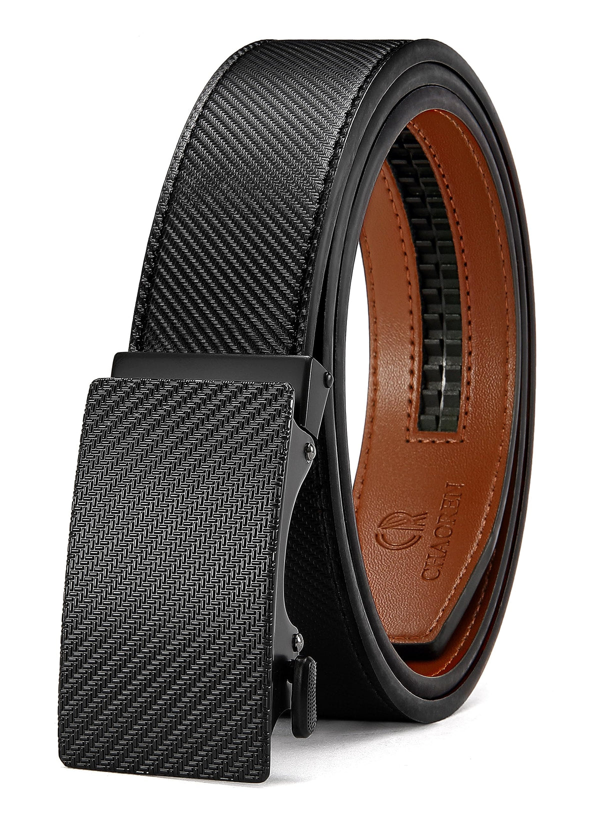 CHAOREN Leather Ratchet Belt for men 1 3/8" for Dress Pants - Micro Adjustable Belt Fit Everywhere