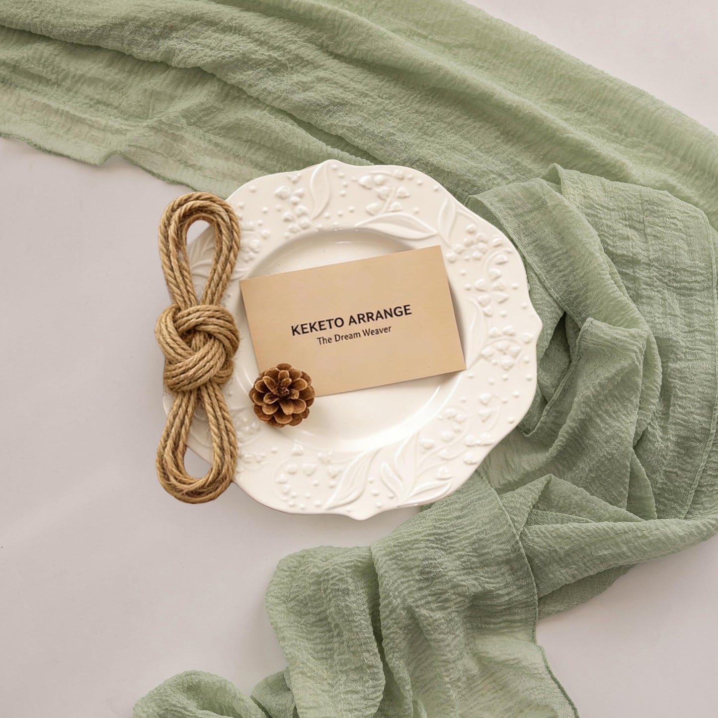Keketoarrange Sage Green Table Runner Cheesecloth 120 Inch 10 FT Rustic Boho Cheese Cloth Table Runner for Wedding Baby Shower Bridal Shower Sheer Gauze Centerpiece Spring Summer Home Decorations