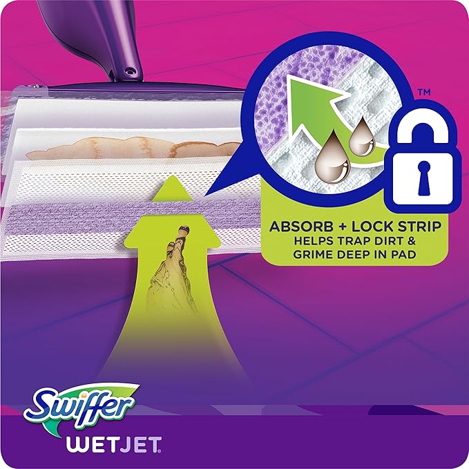 Swiffer WetJet Hardwood Floor Cleaner Spray Mop Pad Refill, Bathroom Cleaning
