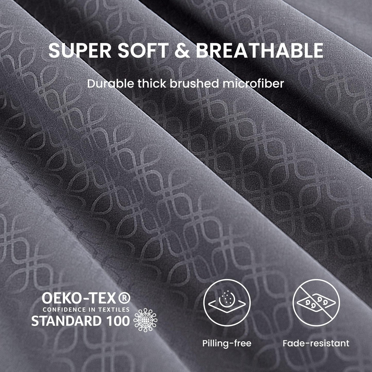 SLEEP ZONE Luxury Embossed Queen Sheets Set, Four-Leaf Clover Pattern Sheet & Pillowcase Sets 4 Piece - Super Soft, Wrinkle Free, Fade Resistant, Deep Pocket 16" (Gray, Queen)