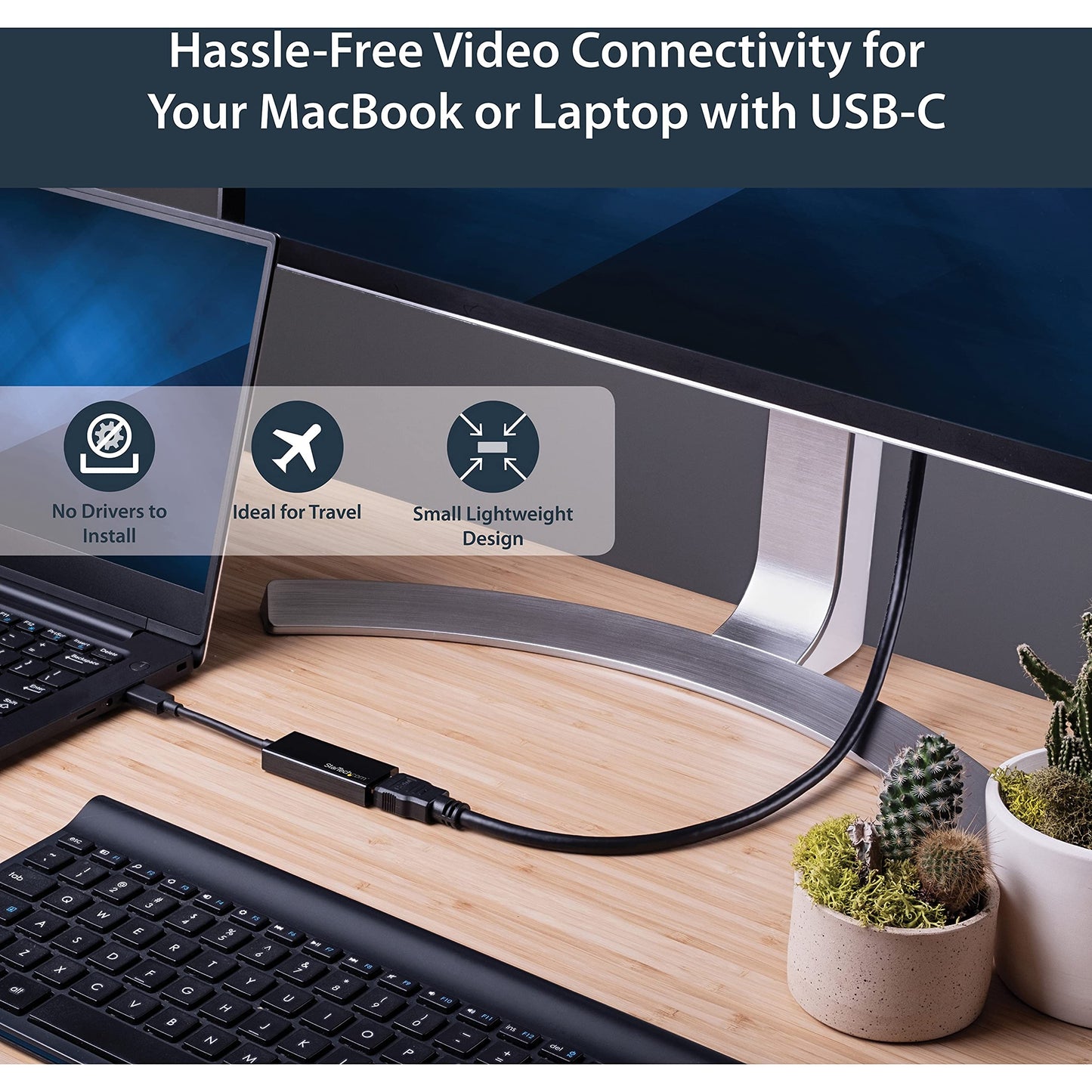StarTech.com CDP2HD USB-C to HDMI Video Adapter Converter - 4K 30Hz - Thunderbolt 3 Compatible - USB 3.1 Type-C to HDMI Monitor Travel Dongle Black,9mmx23mmx147mm