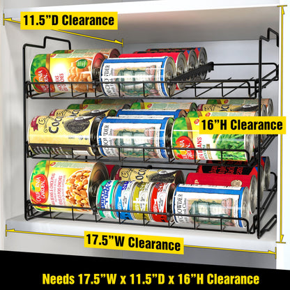 Deco Brothers Stackable Can Rack Organizer for Kitchen and Pantry, 3 Tier, Black